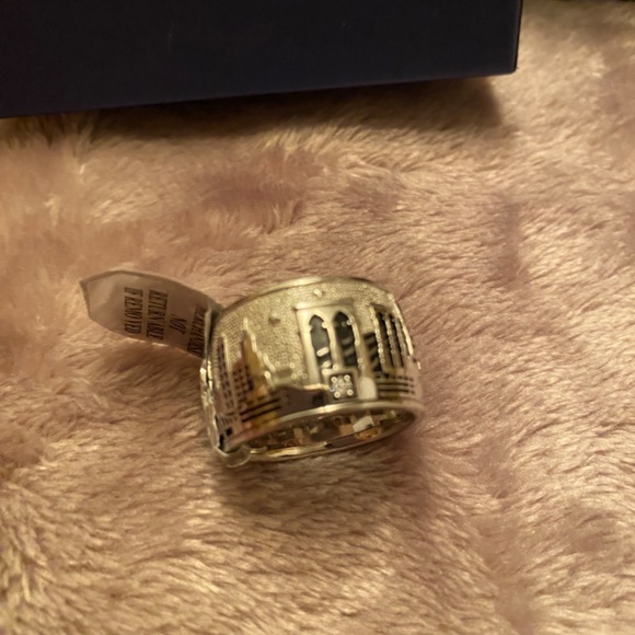 SONIA BITTON NEW YORK SKYLINE RING 14K W/3 DIAMONDS WHITE GOLD WIDE BAND SIZE 7 - Picture 5 of 11